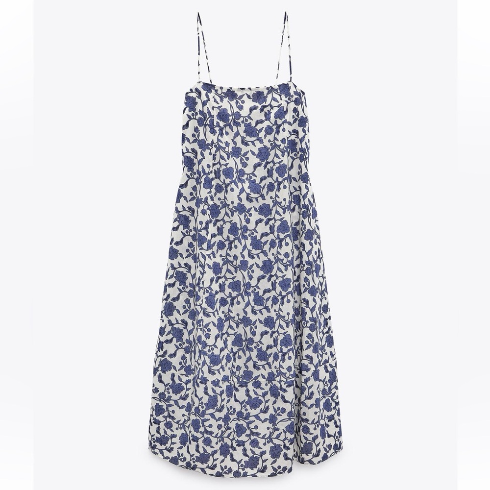 Zara blue printed cotton dress